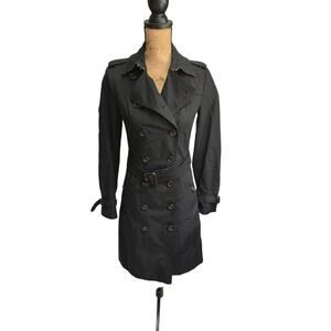 Burberry black trench coat, size US 4